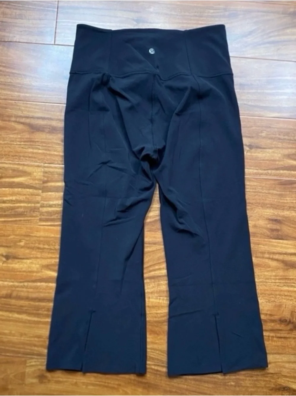 Lululemon Women's Black Add Flare High Rise Crop Split Hem Flare Legging Size 12